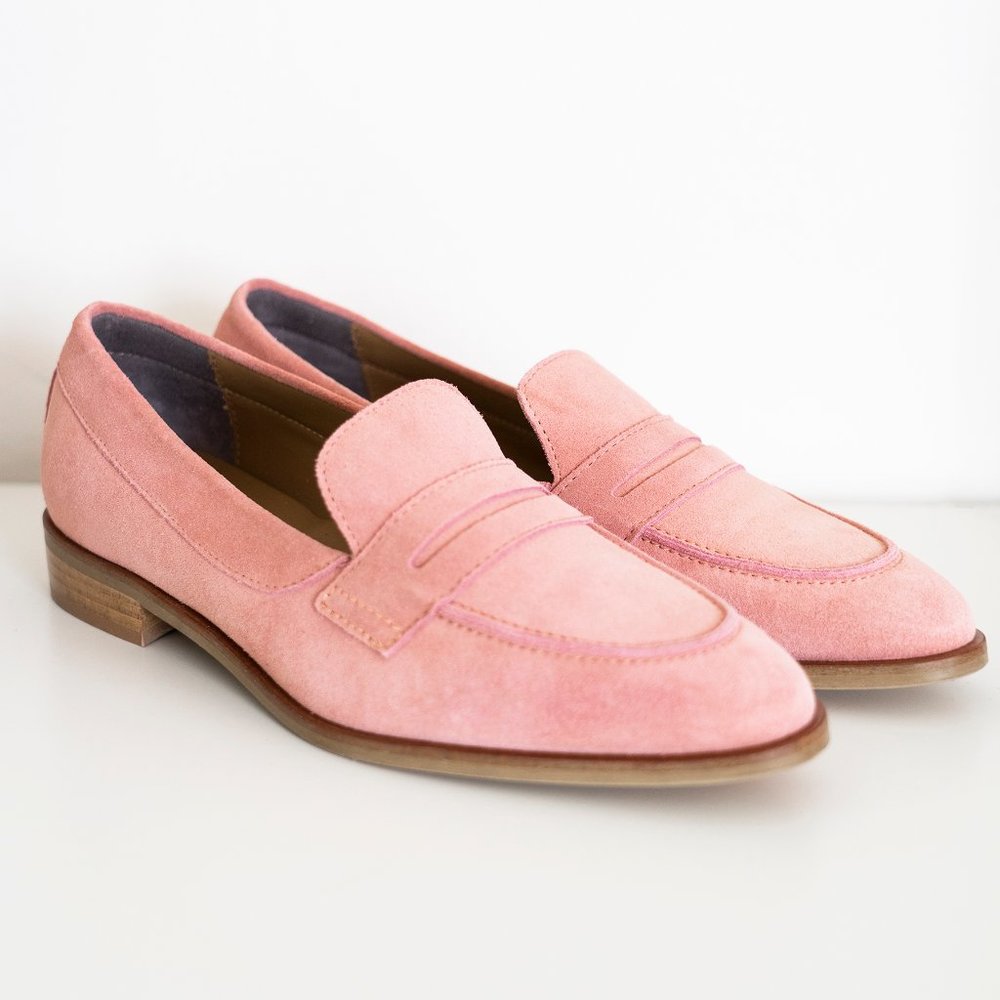 Everlane Pink Suede Leather Modern Penny Loafers